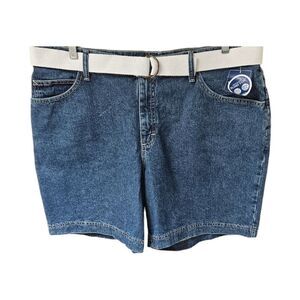 RIDERS BY LEE Women's Plus Mid Rise Instant Slimming Med Wash Jean Shorts 18W